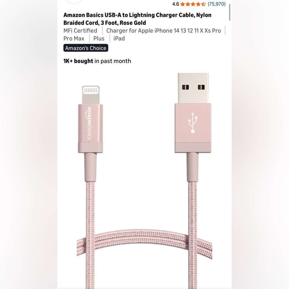 USB-A to Lightening chargers - 6ft and 3ft braided cord